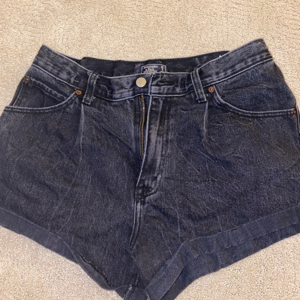Abercrombie high rise jeans shorts black 28